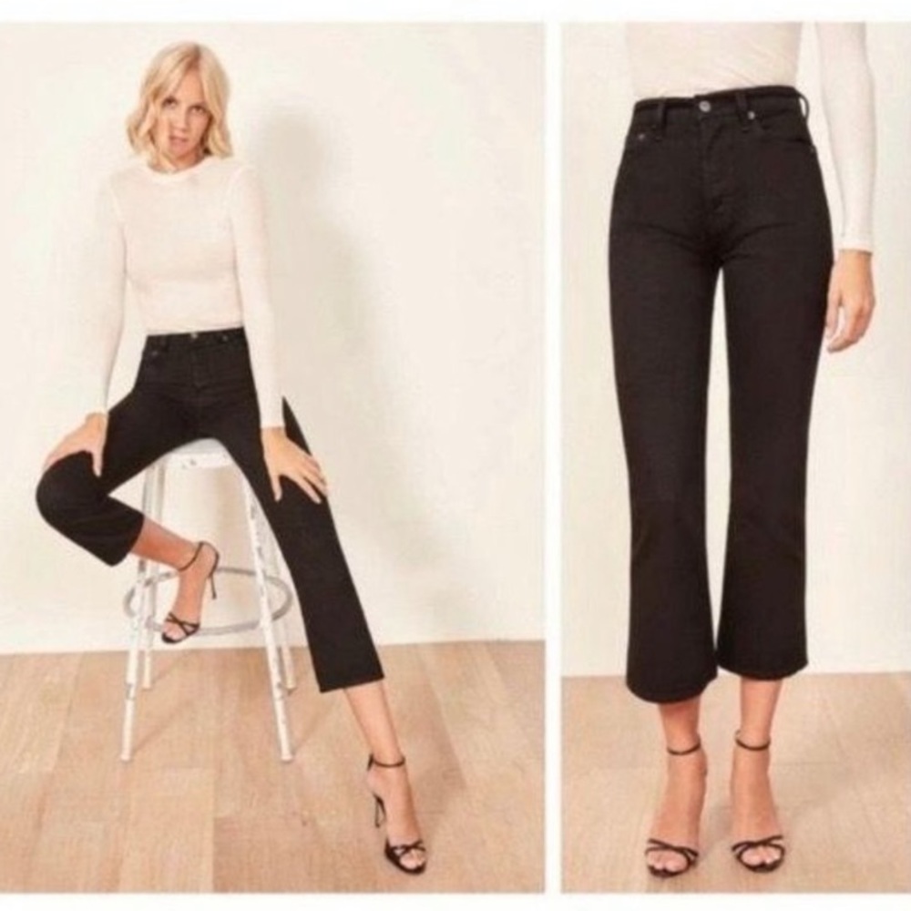 NWT Reformation Jordi Kick Flare Black Jeans